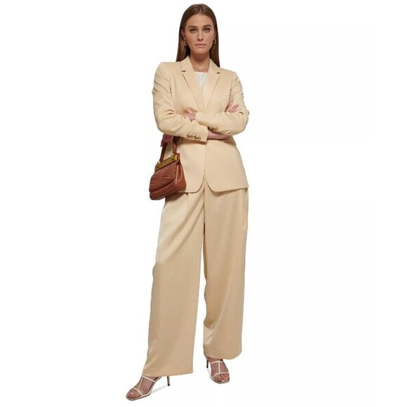 DKNY One-Button Flap Pocket Petite Blazer, Beige NWT 14P - Picture 5 of 9